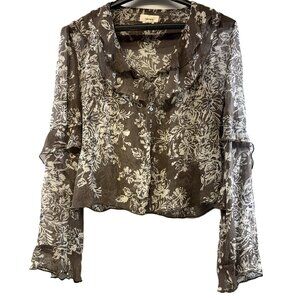 tyler böe Sheer Floral Ruffle Blouse Women’s Size 8